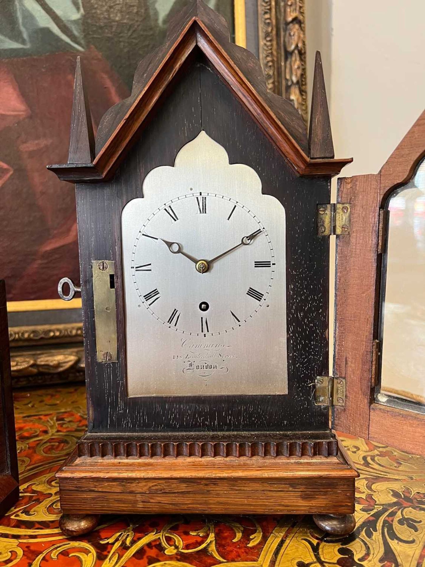 A MID 19TH CENTURY GOTHIC REVIVAL BRACKET CLOCK SIGNED CUMMINS, LONDON, CIRCA 1840 - Image 7 of 9