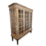 A LATE 19TH CENTURY SCANDINAVIAN GILTWOOD, MARBLE TOPPED AND GLASS DISPLAY CABINET