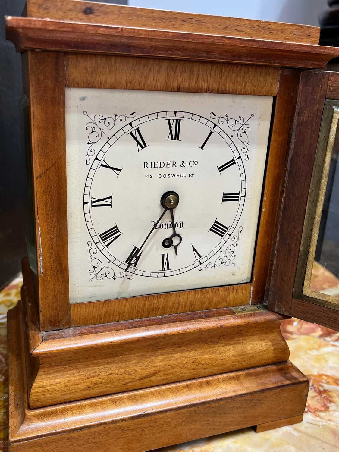 A MID 19TH CENTURY SATINWOOD FOUR GLASS LIBRARY CLOCK, RIEDER & CO, LONDON - Image 7 of 8