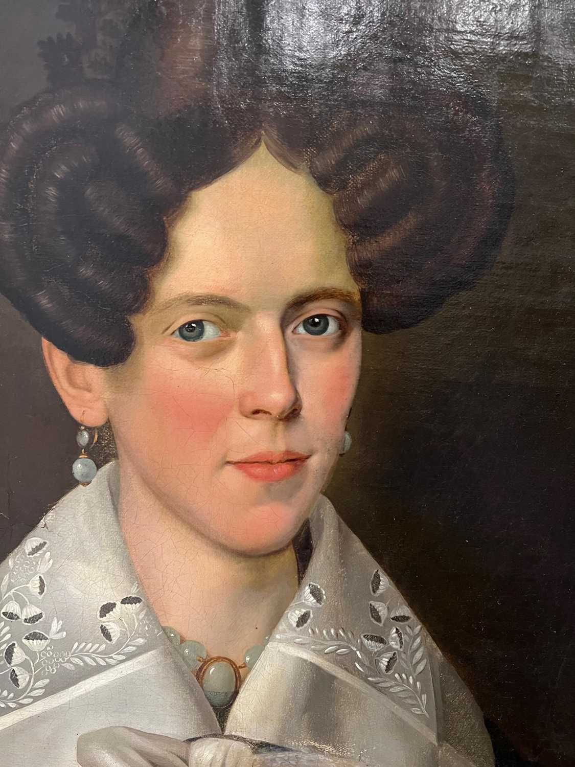 AMERICAN SCHOOL, CIRCA 1830: A PORTRAIT OF A LADY WITH LACE COLLAR - Image 3 of 3