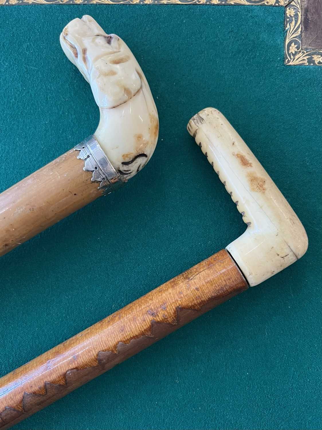 TWO 19TH CENTURY CARVED BONE WALKING CANES - Image 2 of 3