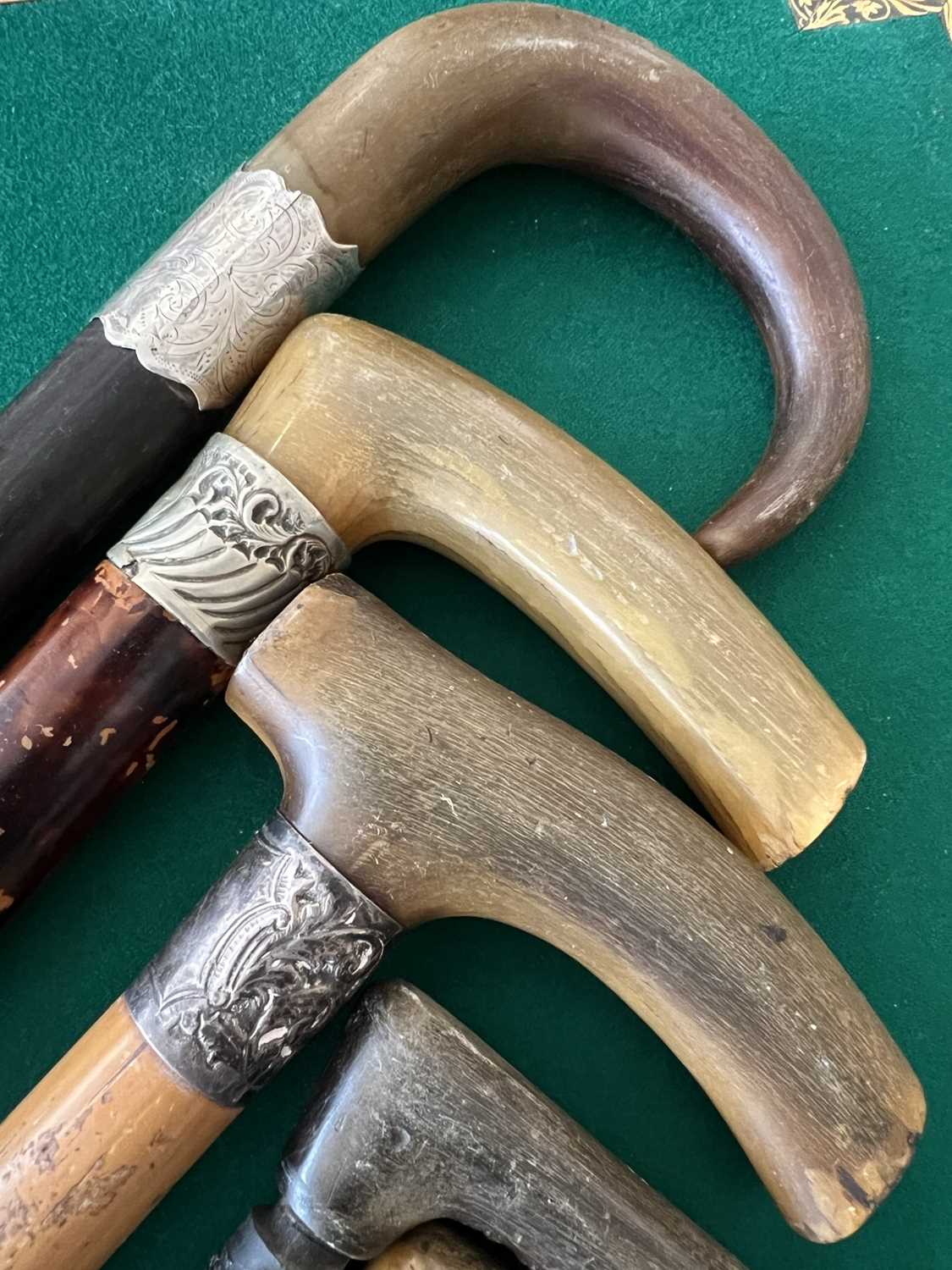 A LATE 19TH CENTURY RHINOCEROS HORN HANDLE CANE TOGETHER WITH FIVE FURTHER - Image 4 of 9