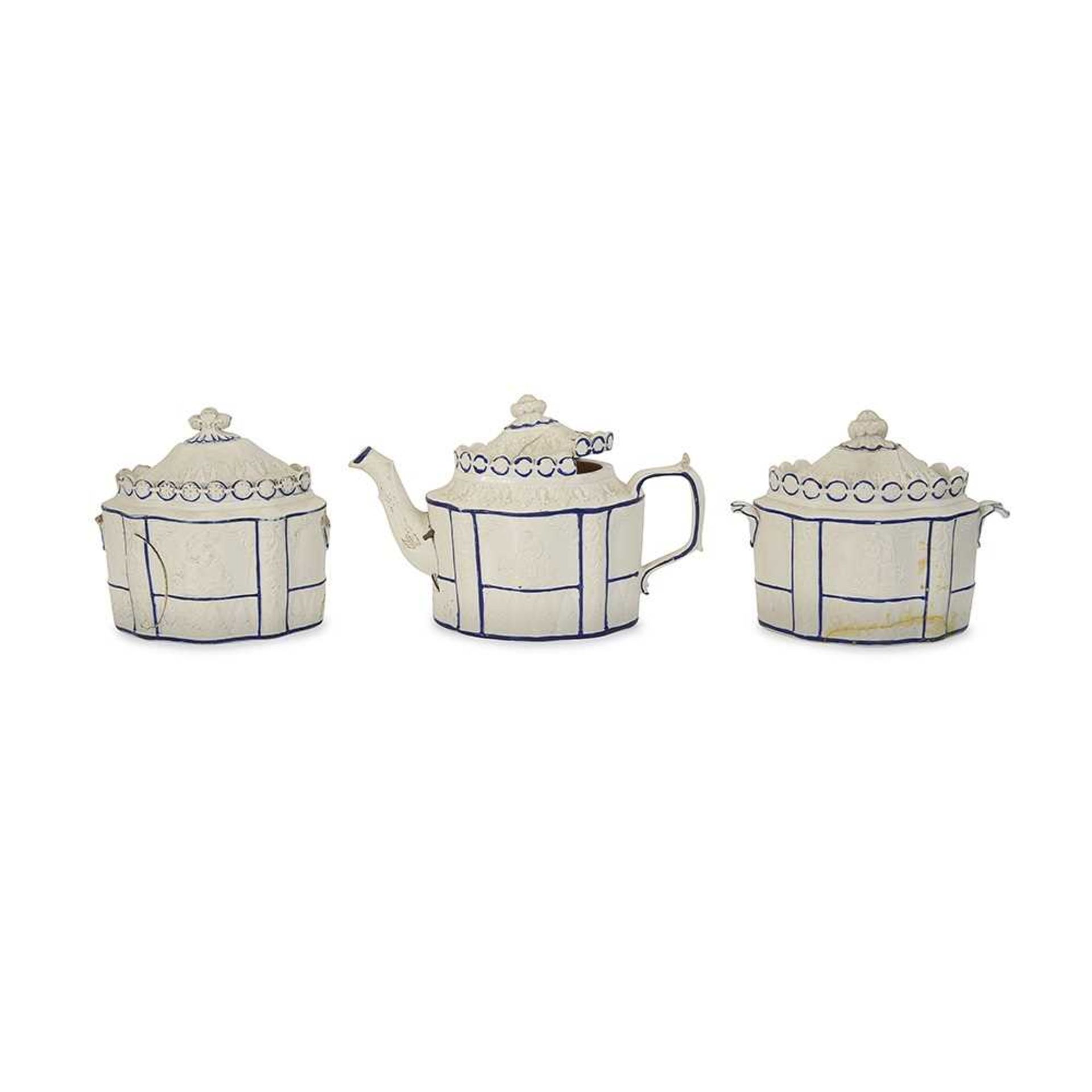 A GEORGE III FELSPATHIC STONEWARE TEA SET, PROBABLY CASTLEFORD, CIRCA 1800