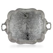 A RARE 19TH CENTURY FRENCH SILVER AND NIELLO TRAY