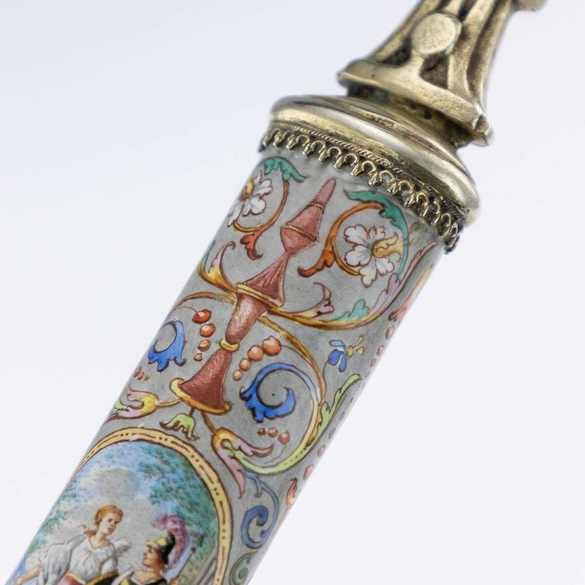 A FINE SOLID SILVER GILT AND ENAMEL CUTLERY SET BY HERMANN RATZERSDORFER, VIENNA C. 1880 - Image 31 of 35