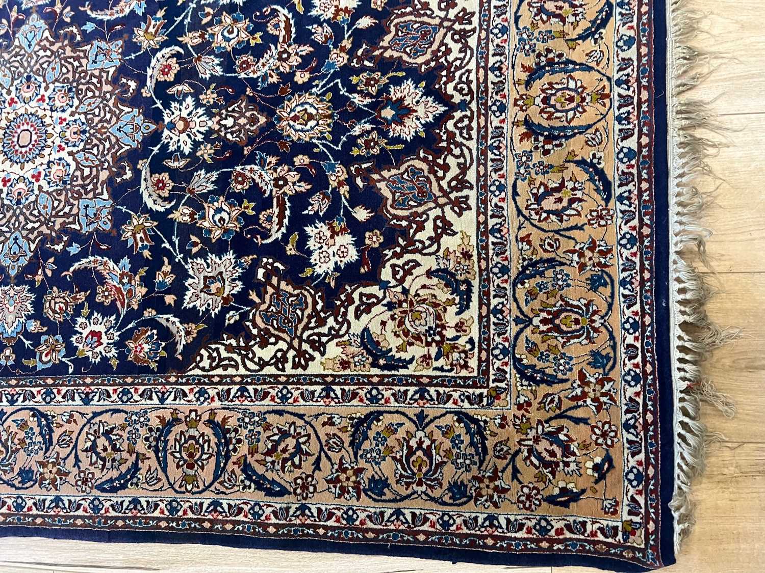 A FINE PART SILK ISFAHAN CARPET, NORTH WEST PERSIA - Image 7 of 9