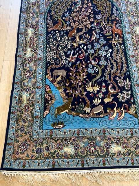 A PART SILK ISFAHAN CARPET OF ANIMAL DESIGN, NORTH WEST PERSIA - Image 9 of 12