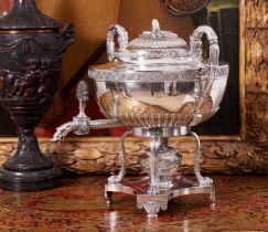 PAUL STORR: A FINE REGENCY STERLING SILVER TEA URN, LONDON, 1816