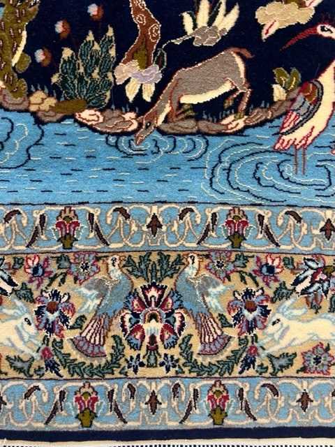 A PART SILK ISFAHAN CARPET OF ANIMAL DESIGN, NORTH WEST PERSIA - Image 4 of 12