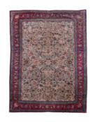 A FINE MID 20TH CENTURY SILK KASHAN CARPET