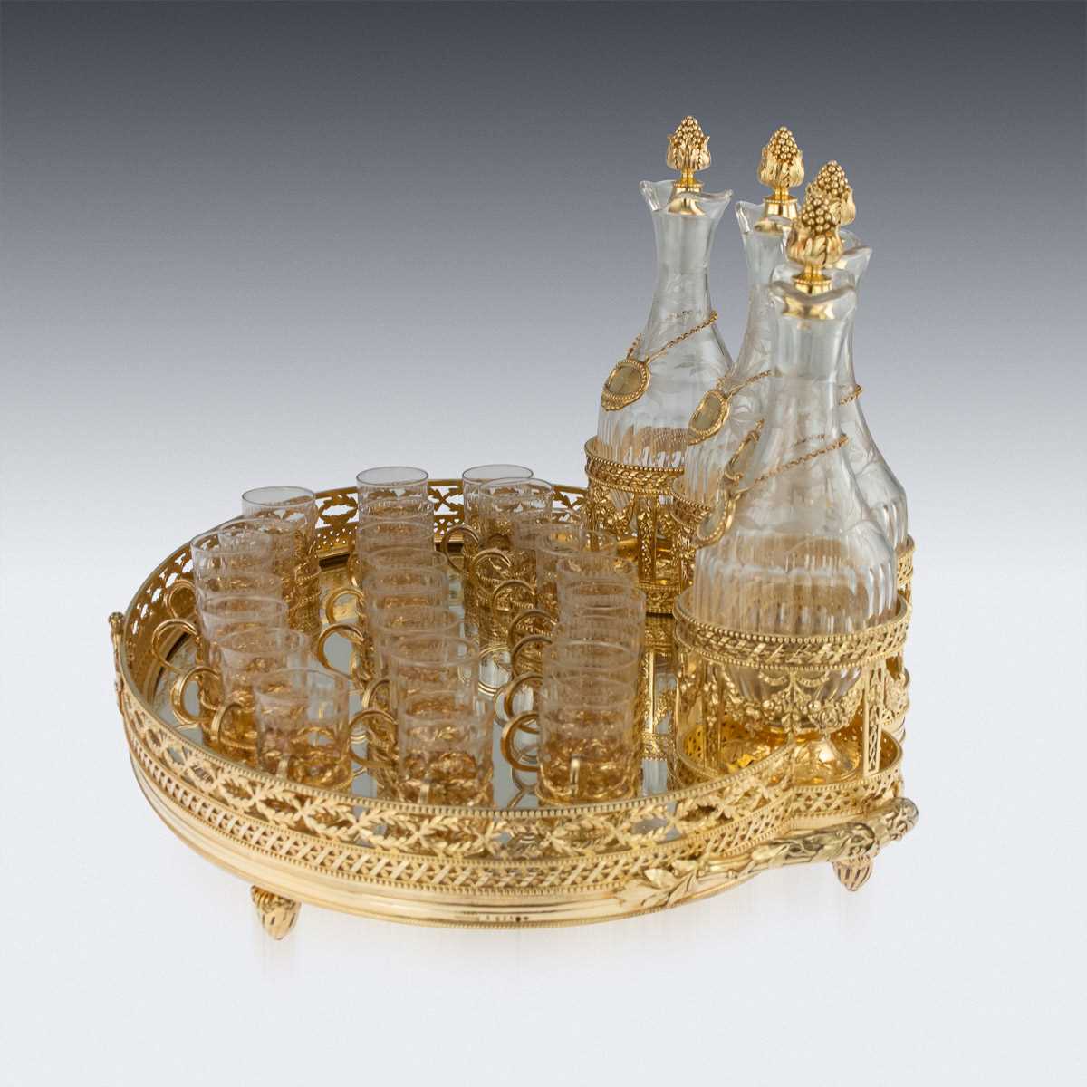 MAISON ODIOT: A 19TH CENTURY SILVER GILT AND GLASS LIQUEUR SERVICE - Image 4 of 37