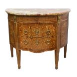 A 19TH CENTURY FRENCH LOUIS XVI STYLE DEMI LUNE COMMODE