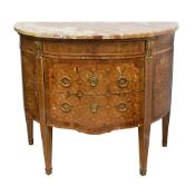 A 19TH CENTURY FRENCH LOUIS XVI STYLE DEMI LUNE COMMODE
