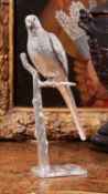 A RARE ENGLISH VICTORIAN SOLID SILVER MODEL OF A PARROT DATED 1901