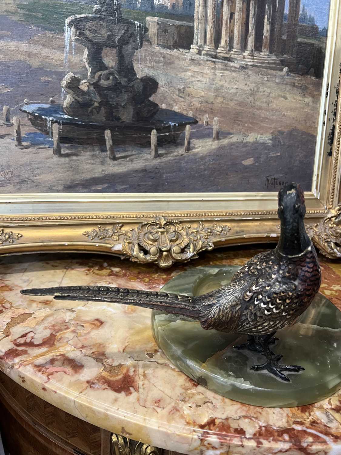 A LATE 19TH CENTURY VIENNESE COLD PAINTED BRONZE MODEL OF A PHEASANT ON ONYX BASE - Image 3 of 6