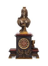 A LATE 19TH CENTURY EGYPTIAN REVIVAL MANTEL CLOCK ATTRIBUTED TO GEORGES EMILE HENRI SERVANT