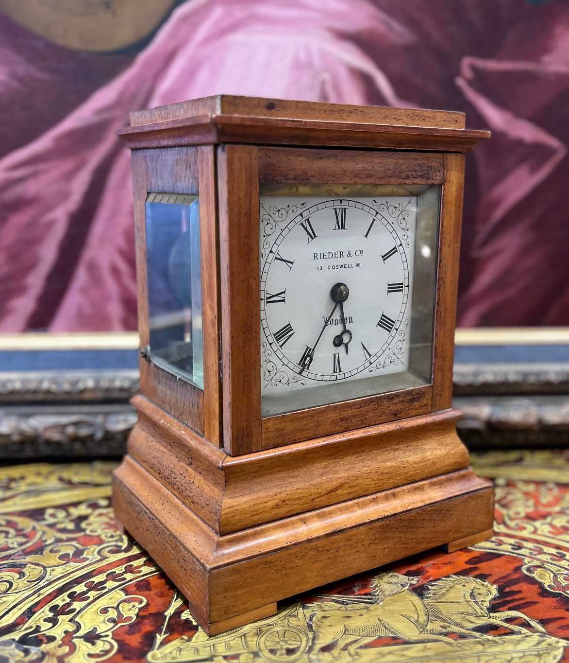 A MID 19TH CENTURY SATINWOOD FOUR GLASS LIBRARY CLOCK, RIEDER & CO, LONDON - Image 2 of 8