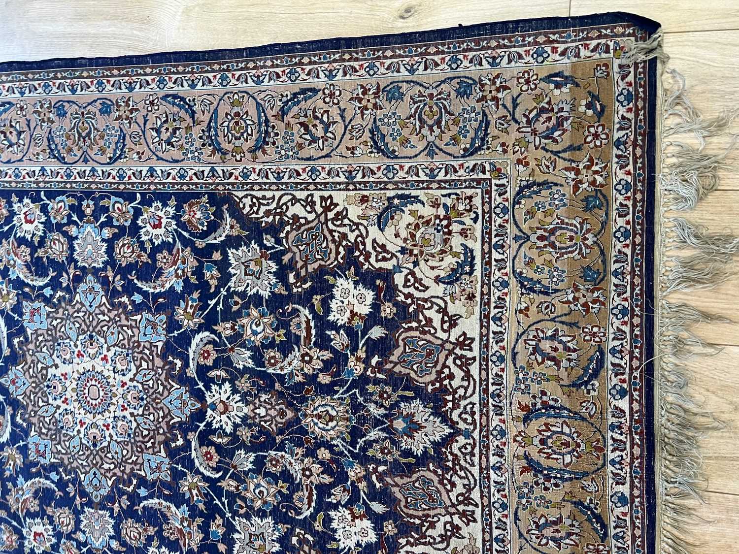 A FINE PART SILK ISFAHAN CARPET, NORTH WEST PERSIA - Image 6 of 9