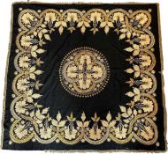 A FINE LATE 19TH / EARLY 20TH CENTURY INDIAN SILK AND METAL THREAD EMBROIDERED PANEL