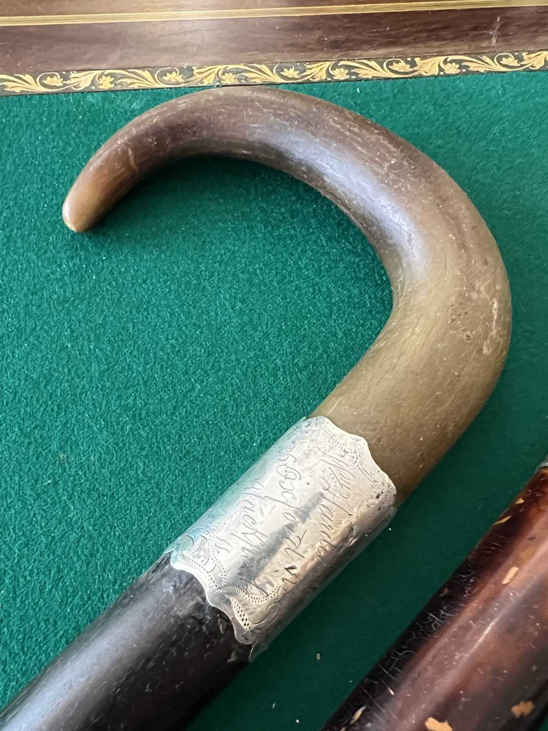 A LATE 19TH CENTURY RHINOCEROS HORN HANDLE CANE TOGETHER WITH FIVE FURTHER - Image 7 of 9