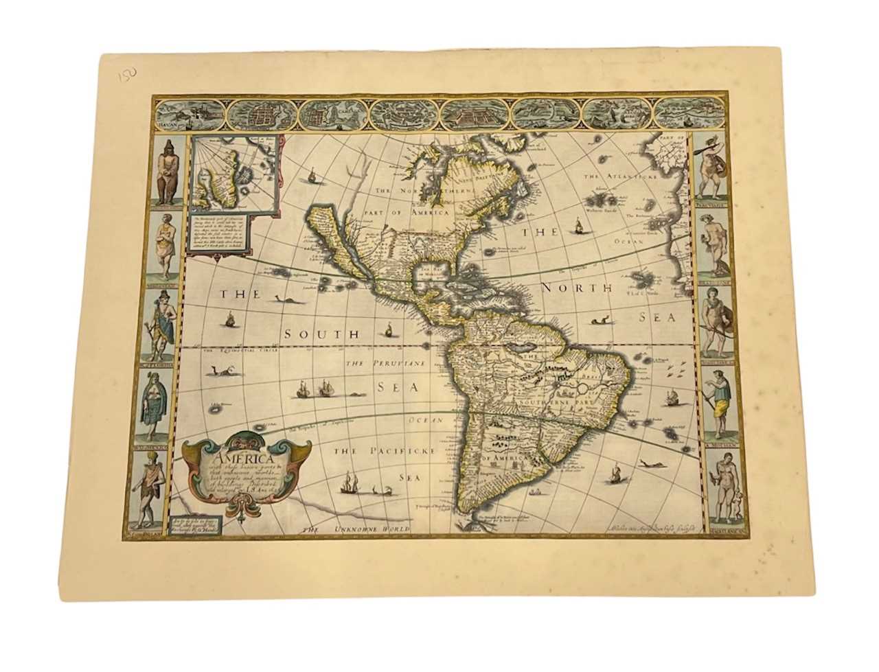 JOHN SPEED: AMERICA WITH THOSE PARTS THAT UNKNOWNE WORLD... MAP, PROBABLY 18TH / 19TH CENTURY