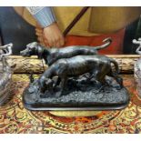 CHRISTOPHER FRATIN (1801 - 1864). A 19TH CENTURY BRONZE MODEL OF TWO HUNTING DOGS