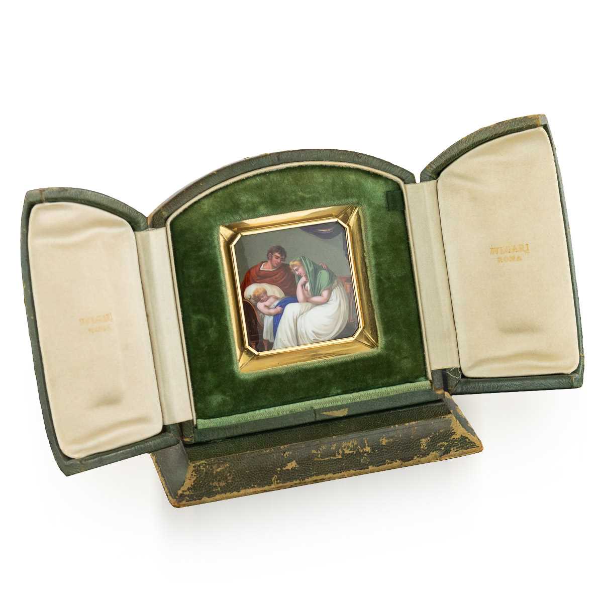 AN 18K GOLD AND ENAMEL EARLY 19TH CENTURY ICON RETAILED BY BULGARI