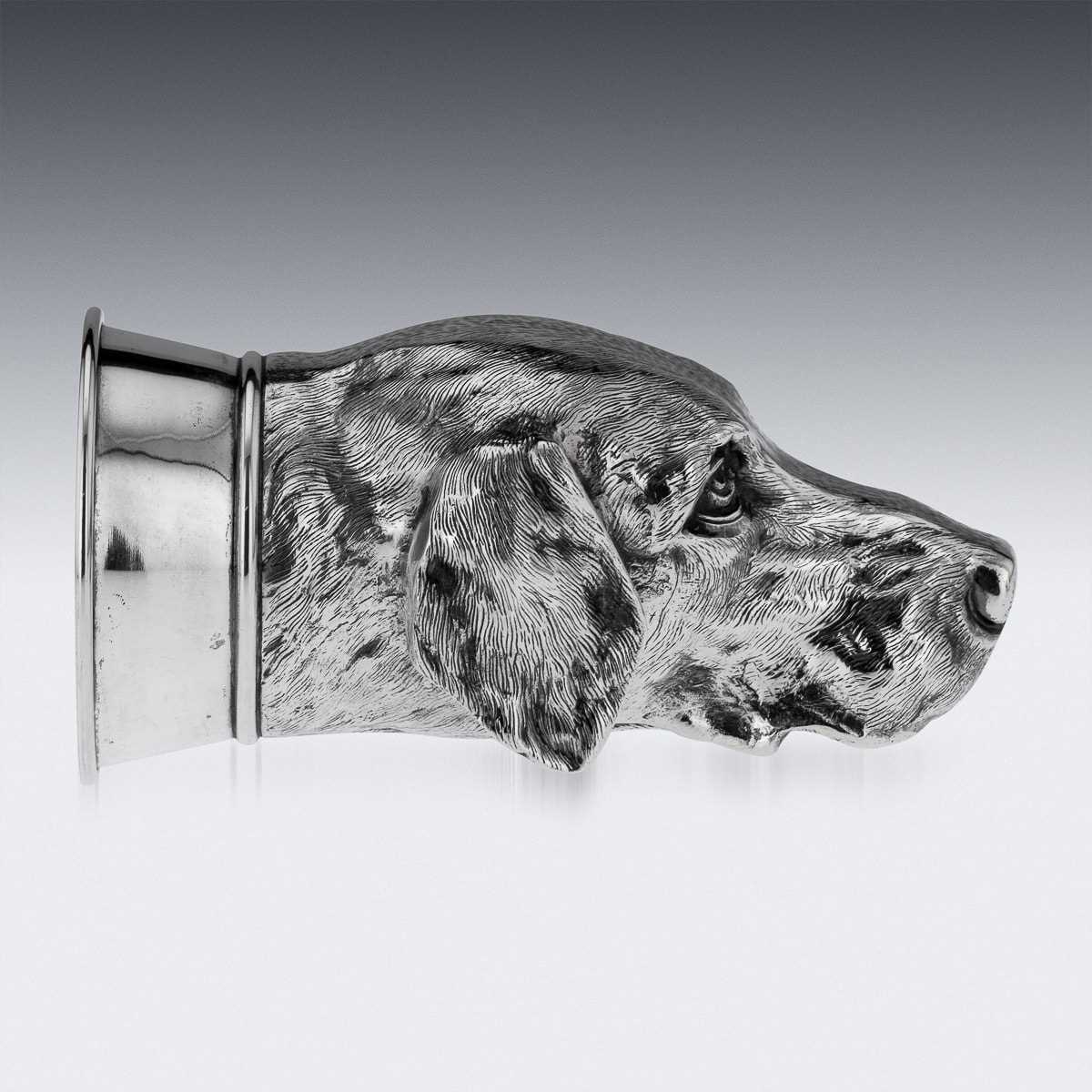 A LARGE SILVER STIRRUP CUP MODELLED AS A HOUND, ITALIAN, MID 20TH CENTURY - Image 7 of 12