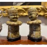 A PAIR OF CHINESE CARVED HARD STONE FIGURES