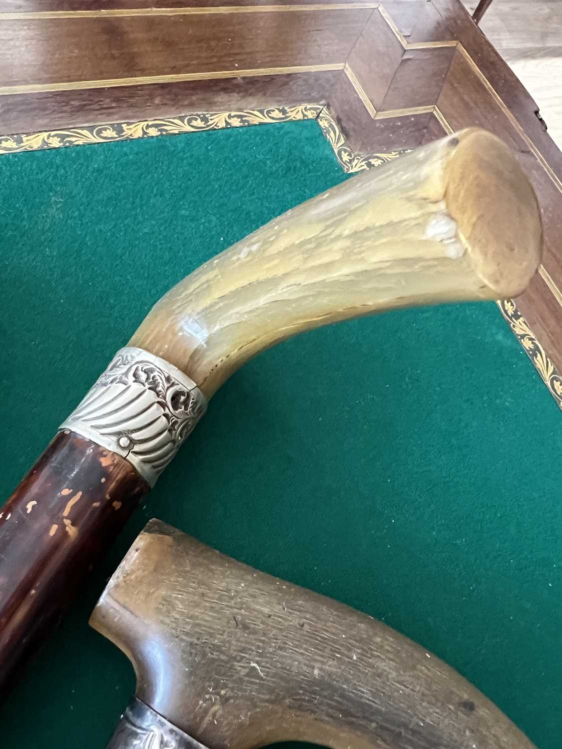 A LATE 19TH CENTURY RHINOCEROS HORN HANDLE CANE TOGETHER WITH FIVE FURTHER - Image 6 of 9