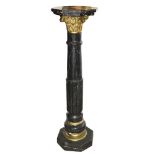 A LATE 19TH CENTURY BLACK MARBLE AND ORMOLU MOUNTED PEDESTAL