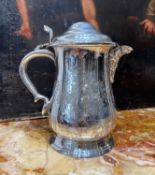 A 17TH CENTURY STYLE SILVER PLATED TANKARD