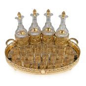 MAISON ODIOT: A 19TH CENTURY SILVER GILT AND GLASS LIQUEUR SERVICE