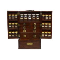 A 19TH CENTURY MAHOGANY CAMPAIGN SPICE CABINET