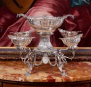 A FINE GEORGE III STERLING SILVER ADAM STYLE EPERGNE, LONDON, 1775 BY JAMES YOUNG