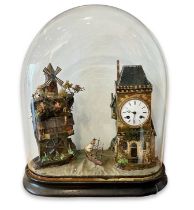 A 19TH CENTURY ROCKING SHIP MUSICAL AUTOMATON UNDER GLASS DOME