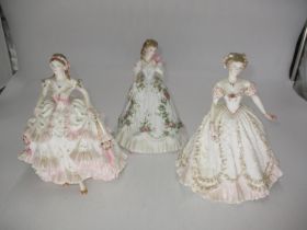 Three Compton & Woodhouse Royal Worcester Victorian Era Figures, Sweetest Valentine 4681/12500,