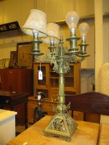 Ornate Brass 4 Branch Lamp