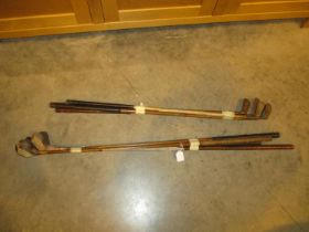 Eight Vintage Hickory Golf Clubs