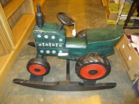 Painted Wood Rocking Tractor