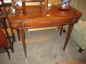 19th Century Inlaid Mahogany Fold Over Tea Table