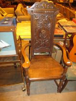 Gothic Carved Oak Arm Chair