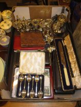 Cased Set of 6 Silver Teaspoons and a Box of Silver Plated Items