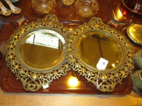 Two Ornate Brass Frame Mirrors