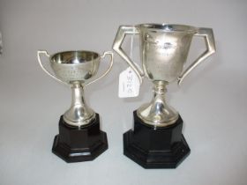 Two Silver 2 Handle Trophies on Fitted Stands, Sheffield 1933 and 1936