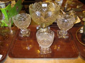 Four Cut Glass Pedestal Bowls