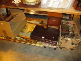 Canteen with Cutlery, Stool, Work Box, Silver Plated Items, Pictures, Dolls etc