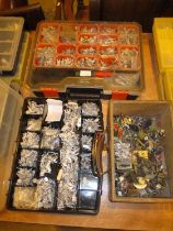 Two Plastic and a Wooden Box of Metal Model Soldiers etc