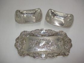 Silver Pierced and Embossed Snuffer Tray, Chester 1902, and a Pair of Pierced Silver Bonbon