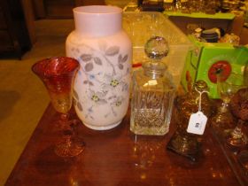 Victorian Glass Vase, Crystal Decanter, Venetian Goblet and an Urn